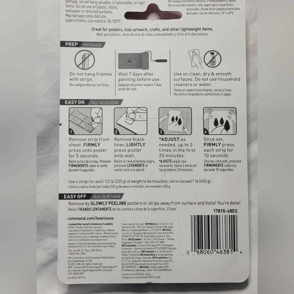 2 PK BUNDLE 3M COMMAND ADJUSTABLE POSTER STRIPS. 48 PER PK X 2 PKS= 96 STRIPS - Picture 2 of 3